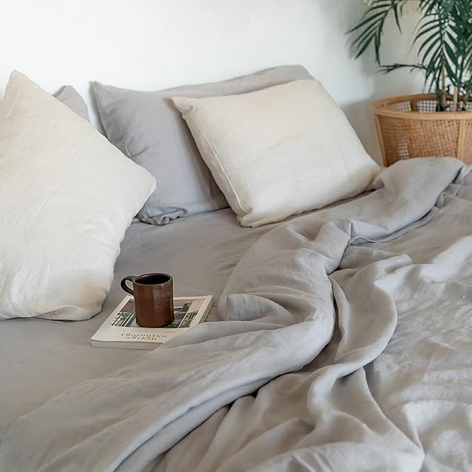 Baloo 100% French Linen Duvet Cover for Weighted Blanket (Dove Grey - 60"x80" - Full/Queen Size) | Cooling, Soft & Durable | Certified European Flax® | for Baloo 15 & 20lbs Weighted Blanket