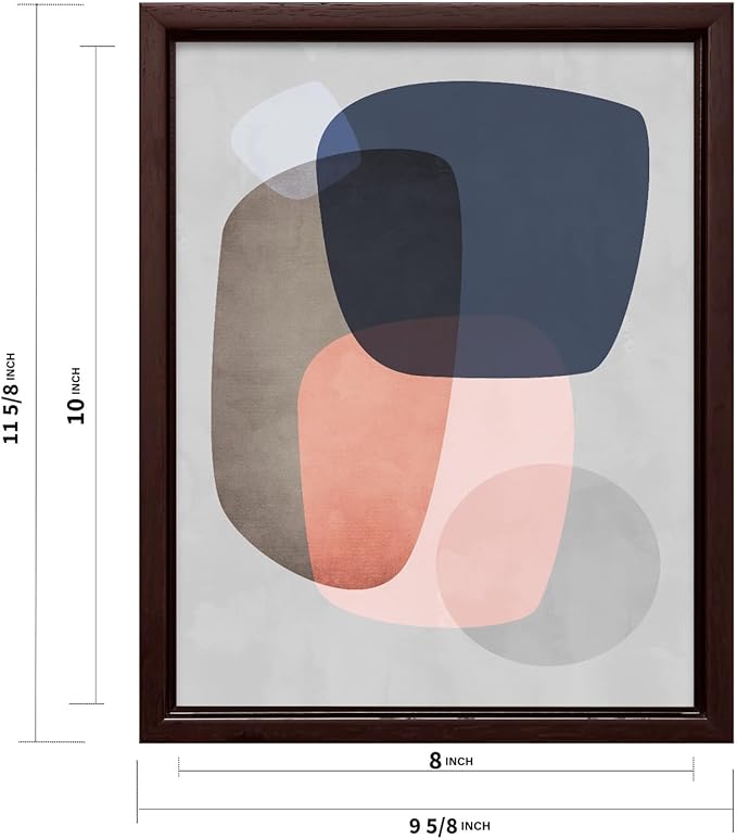 Monem Art Pastel Abstract Organic Shapes Print - Scandinavian Minimalist Art Poster - Wall Decor for Living Room, Bedroom or Office - 8x10 Brown Framed CANVAS Wall Art by Mareike Bohmer