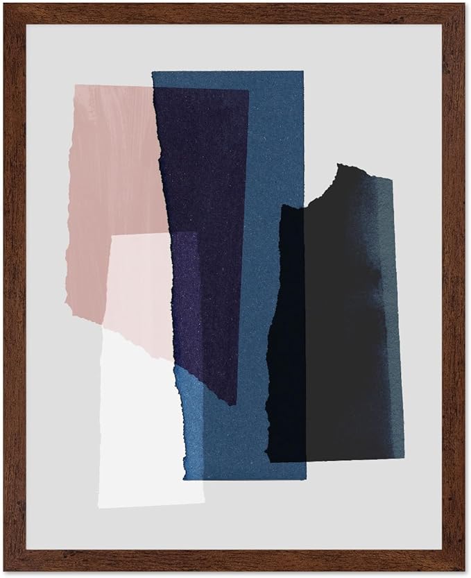 Monem Art Abstract Torn Paper Collage Print - Minimalist Modern Art Poster - Wall Decor for Living Room, Bedroom or Office - 8x10 Brown Framed Wall Art by Mareike Bohmer