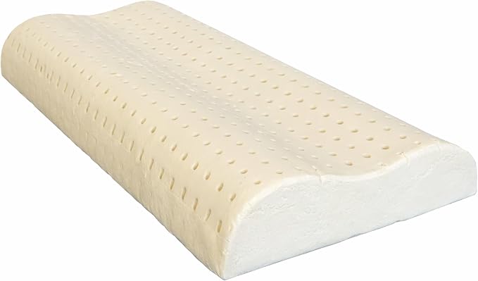ORGANIC TEXTILES Organic Latex Contour Pillow with Organic Cotton Cover - GOTS & GOLS Certified, Ergonomic Contour Design, Bed Pillow, Spine Support - (Travel) - Pack of 2