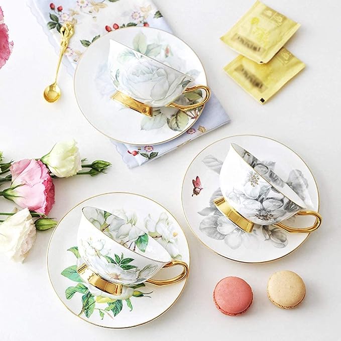 tea cups and saucers,Coffee Cup Ceramic Afternoon Tea Water Juice Milk Home Office Hanging Ear Saucer Set