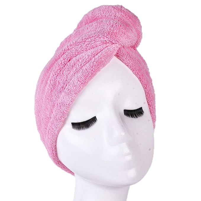 YYXR Microfiber Hair Drying Towel Ultra Absorbent Twist Hair Turban Drying Cap Hair Wrap (Pink)