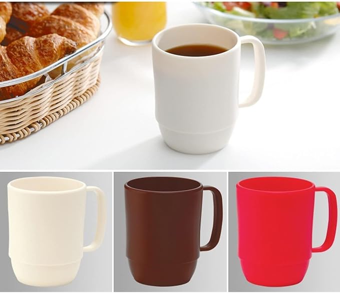 JapanBargain, 3-Pack Japanese Plastic Mug 12oz, Unbreakable BPA-Free Coffee Tea Water Cup, Microwave & Dishwasher Safe, Travel Camping Kids Juice Mug, Made in Japan, White