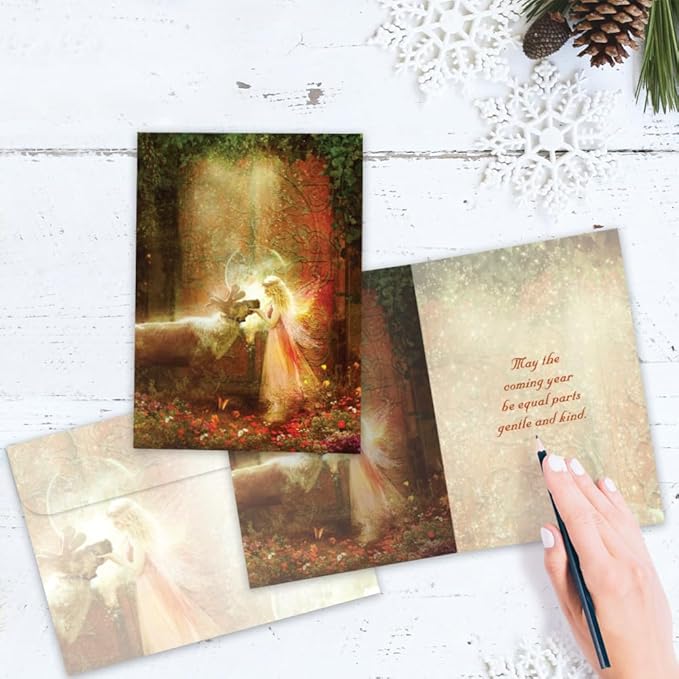 Tree-Free Greetings - Winter Solstice Greeting Cards - Artful Designs - 2 Cards + Matching Envelopes - Made in USA - 100% Recycled Paper - 5"x7" - Gentle Kindness (GT64280)