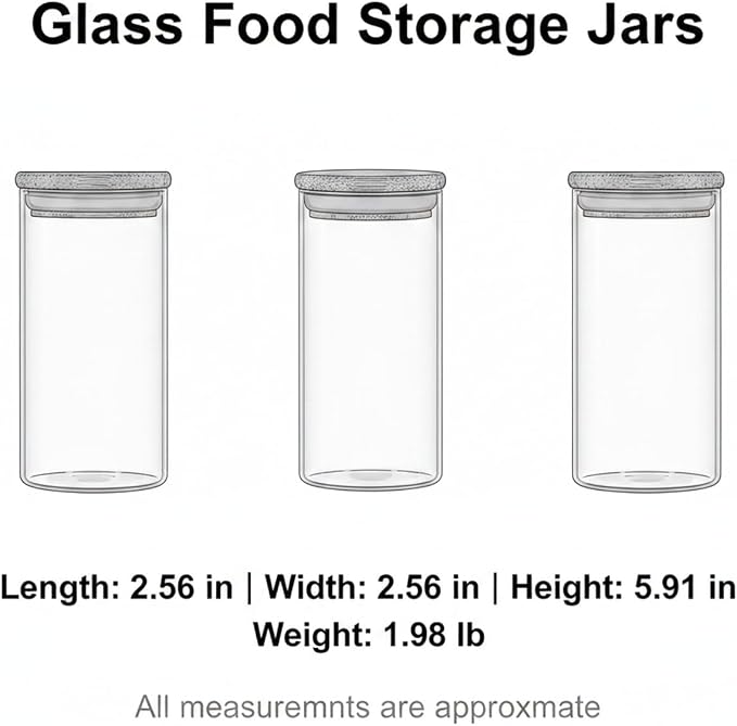 Borosilicate Glass Storage Jars with Bamboo Lids, Clear Kitchen Canisters for Pantry Organization of Dry Goods, Coffee, Tea, and Grains