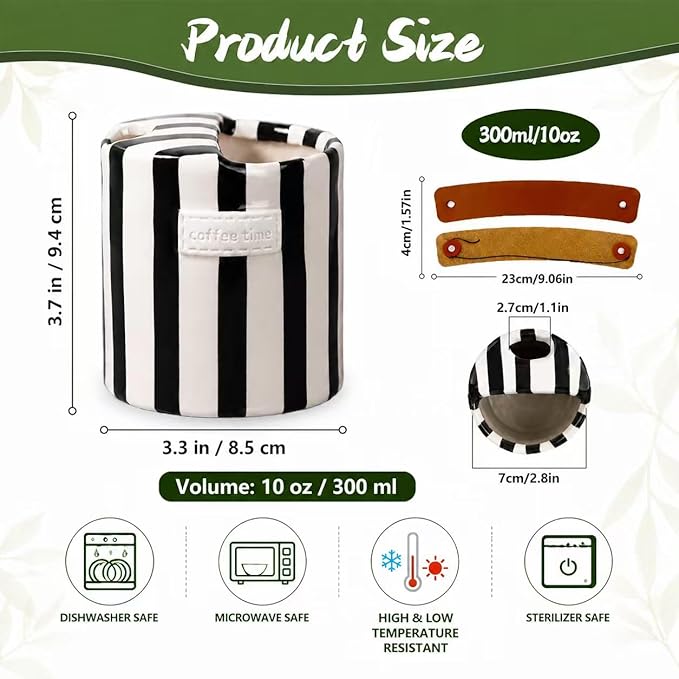 Shelprojsu 10oz Ceramic Travel Coffee Mug,Ceramic Mug with Sip hole Hand Painted Coffee Mugs with Sleeve Cup,Can Work as a Gift Ideal for Coffee Lovers (Black)