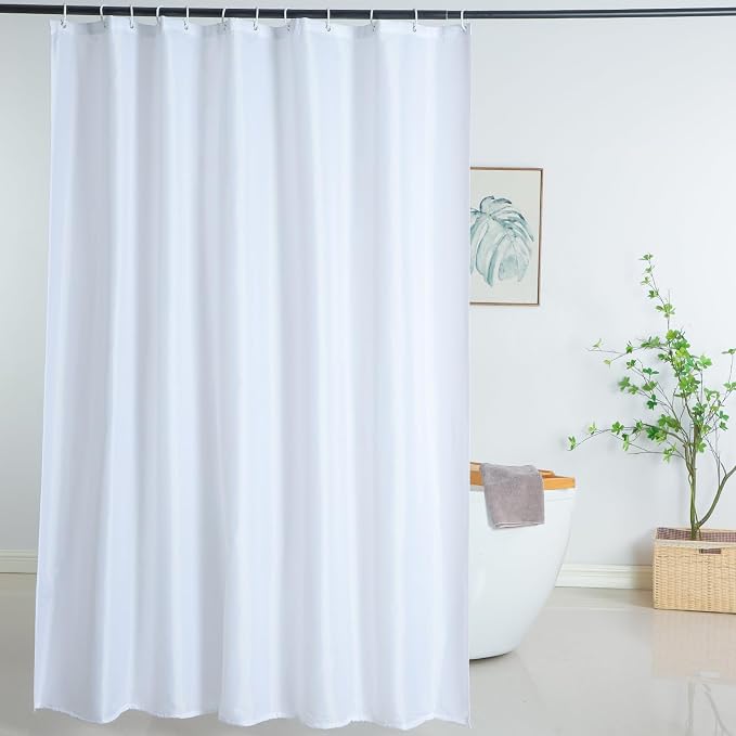 Shower Curtain Liner 76 Inches Long, Heavy Duty Water Repellent Polyester Bathroom Fabric Shower Curtains for Spa and Hotel Quality, Machine Washable, 72 x 76 Inch