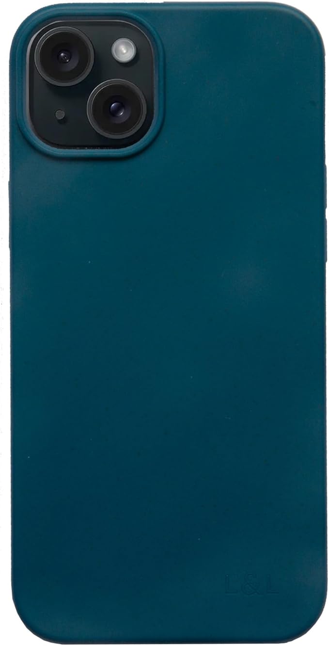 LOAM & LORE Biodegradable Phone Case for iPhone 15 Plus, Plastic Free Eco Friendly Phone Case, Plant Based Compostable iPhone 15 Plus, Premium Zero-Waste Phone Cover (Deep Blue) (Blue)