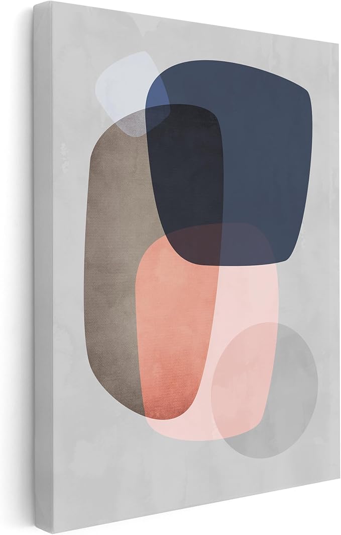 Monem Art Pastel Abstract Organic Shapes Print - Scandinavian Minimalist Art Poster - Wall Decor for Living Room, Bedroom or Office - 18x24 STRETCHED CANVAS Wall Art by Mareike Bohmer