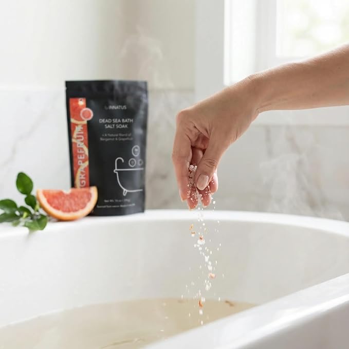 Dead Sea Soothing Bath Salt Soak with 21 Minerals – Relaxing, Detoxifying, and Nourishing for Skin – 14oz, Infused with Essential Oils – Rejuvenate Mind & Body. (Grapefruit)
