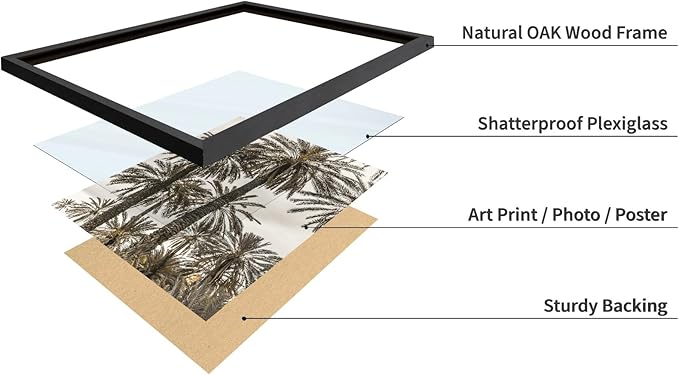 Monem Art Vintage Palm Tree Photography Print - Minimalist Tropical Landscape Poster - Wall Decor for Living Room, Bedroom or Office - 8x10 Black Framed Wall Art by Mareike Bohmer