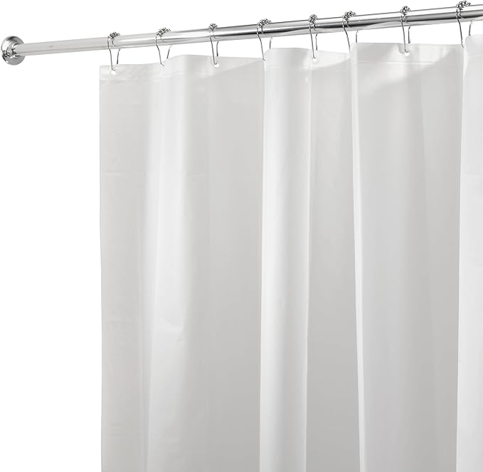 iDesign PEVA Mold and Mildew Resistant Plastic Shower Curtain Liner for Use Alone or With Fabric Curtain, Set of 2, 72” x 72”, White