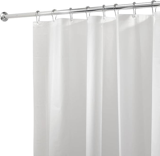 iDesign PEVA Mold and Mildew Resistant Plastic Shower Curtain Liner for Use Alone or With Fabric Curtain, Set of 2, 72” x 72”, White