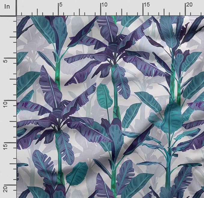 Soimoi Leaves Print - Purple, Viscose Rayon Fabric Material - 42 Inch Wide, 1 Yard, Unstitched Material for Dresses, Blouses, Skirts, Sleepwear, Kids Clothing