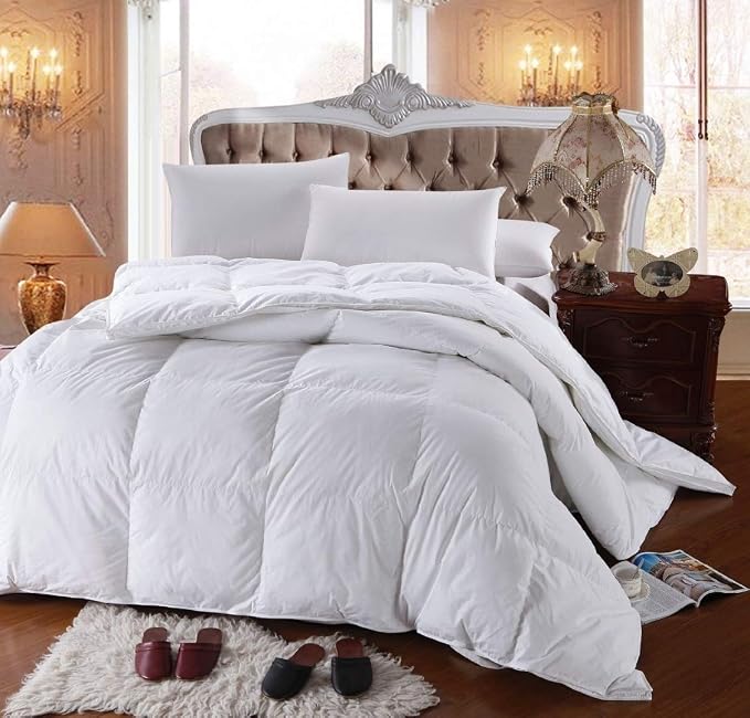 Royal Hotel Bedding 300 Thread Count King Size Down-Alternative Comforter, Overfilled Comforter, Duvet Insert 100% Cotton Shell - 100% Down-Alternative Fill, 750FP - 86Oz - Solid White, King