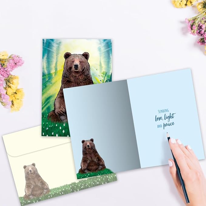 Tree-Free Greetings Just Because Greeting Card with Matching Envelope, Eco Friendly, Made in USA, 100% Recycled Paper, 5 x 7, Peaceful Bear (GO69179)