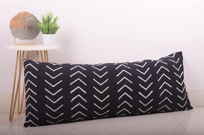 Trade Star Ethnic Boho Decor Throw Pillow Cases 100% Cotton Pillow Cover Black Rustic Fall Decor Cushion Case Mudcloth Cushion Cover for Housewarming Gifts Large Back Rest Pillow Cover 14X36 Inches