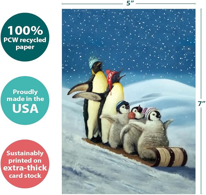Tree-Free Greetings - Happy Holidays Greeting Cards - Artful Designs - 12 Cards + Matching Envelopes - Made in USA - 100% Recycled Paper - 5"x7" - Your Day Your Way (HP60651)