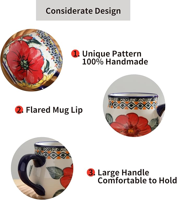 ALMA 12oz Handpainted Sunflower Ceramic Coffee Mug | Microwave & Dishwasher Safe, For Breakfast Nook, Dining Table, Home Office & Display, Ideal for Homemakers & Mom