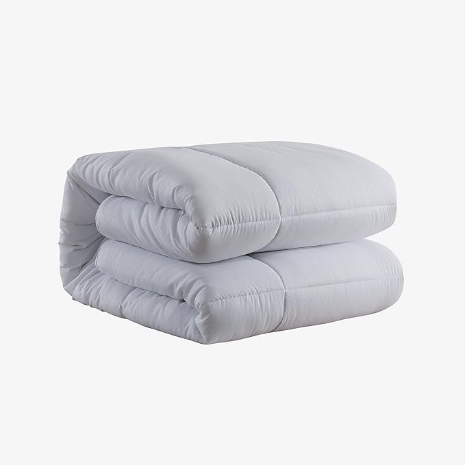Feather and Loom European Gusset All Season Down Alternative Comforter - 1.5-inch Gusset for Extra Loft, Easy Care Microfiber Cover, Hypoallergenic Fiber Fill - Color: Gray | Size: King