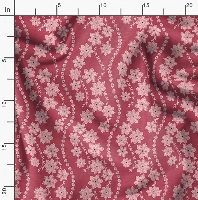 Soimoi Lightweight Velvet Fabric - Pink - Floral Print, Unstitched Material - 58" Wide, Perfect Fabric for Upholstery, Fashion and Craft Projects, 1 Yard