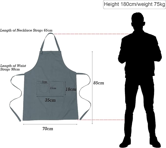 LessMo Bib Apron, Canvas Cotton Cooking Aprons 100% Cotton