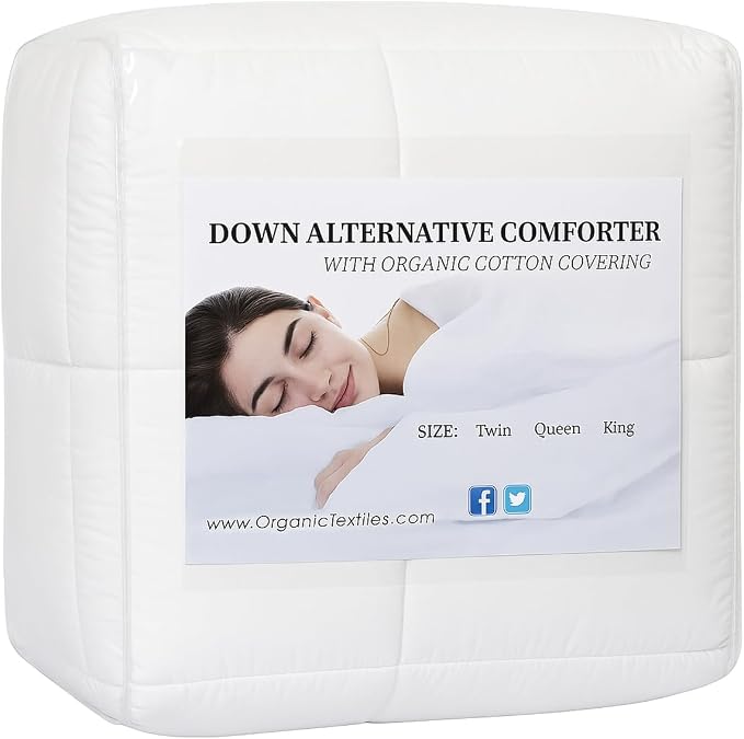 ORGANIC TEXTILES White Down Alternative Bed Comforter with Organic Cotton Covering (King Size, Regular Fill) Skin Sensitive, All-Seasons Use, Machine Washable, Eco-Friendly Alternative, Soft Feel