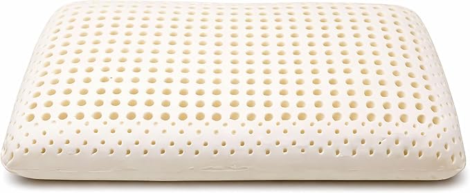 ORGANIC TEXTILES Dunlop Medium Firm Latex Bed Pillow with Organic Cotton Cover - GOTS and GOLS Certified (Queen) - Pack of 1