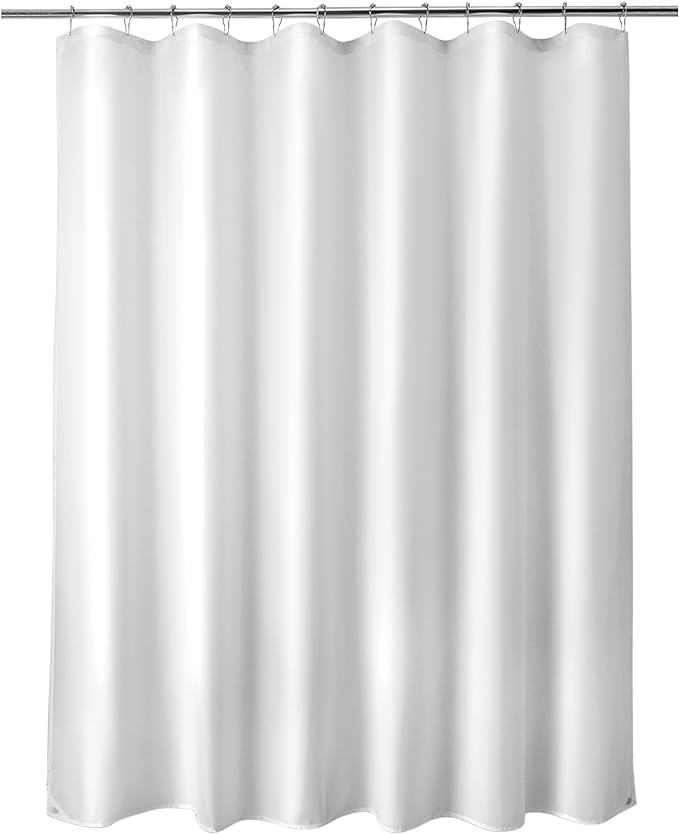 Titanker Extra Long Shower Curtain Liner Washable, 72 x 84 Inches, White Shower Liner Fabric with 2 Magnets, Waterproof Bathroom Long Shower Liner Polyester Soft Lightweight, White