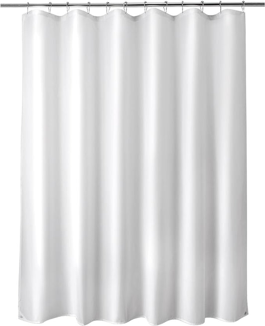 Titanker Extra Long Shower Curtain Liner Washable, 72 x 84 Inches, White Shower Liner Fabric with 2 Magnets, Waterproof Bathroom Long Shower Liner Polyester Soft Lightweight, White