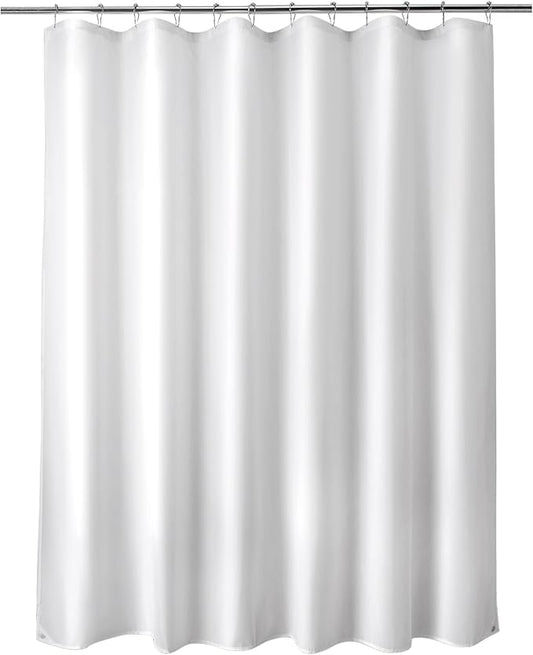 Titanker Fabric Shower Curtain Liner Washable, 72 x 65 Inches, White Shower Liner Fabric with 2 Magnets, Bathroom Polyester Shower Liner Waterproof Soft Lightweight, White