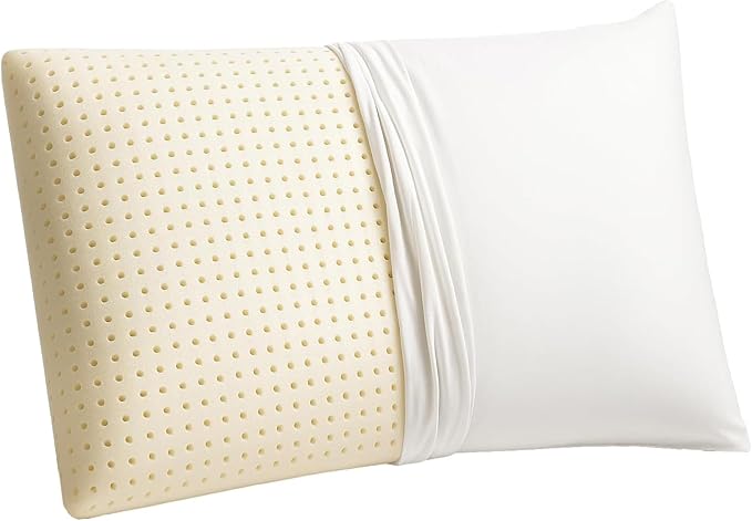 ORGANIC TEXTILES Talalay Latex Pillow with Organic Cotton Cover (King, Plush)