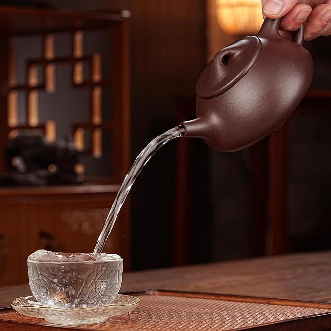 Fine Zisha Teapot Series,Chinese Genuine Handmade Yixing Purple Clay Tea Pot 10.8 Oz,Infuse Brew Kungfu Tea Maker -Shipiao Teapot