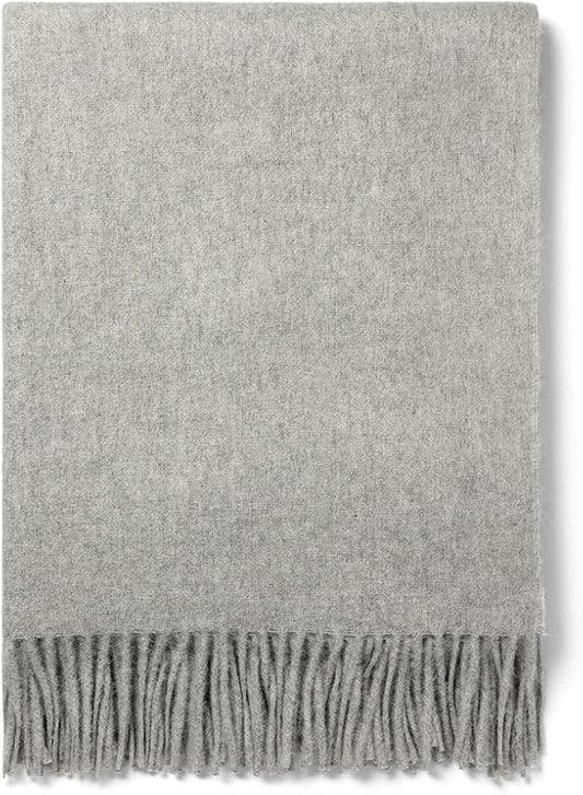 Superfine Alpaca Wool Throw Blanket - Lightweight Alpaca Merino Wool Throw Blankets for Using Indoors or Outdoors | Soft Peruvian Alpaca Blanket Wool Blanket Solid Color 72" x 60" (Silver Gray)