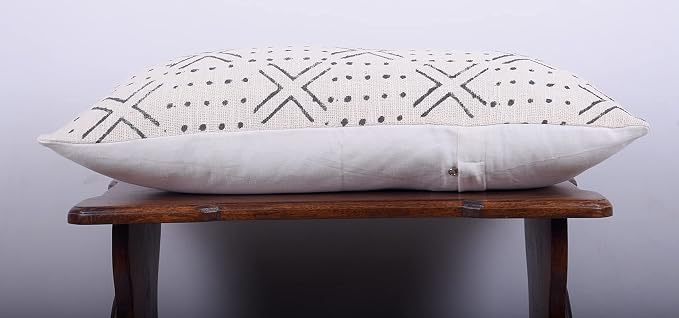 Trade Star Decorative Pillow Cover 100% Cotton Lumbar Cushion Cover Handmade Pillow Case Modern Throw Case Room Decor Authentic Boho Large Bedding (Ivory NOVA 12X24 INCHES)