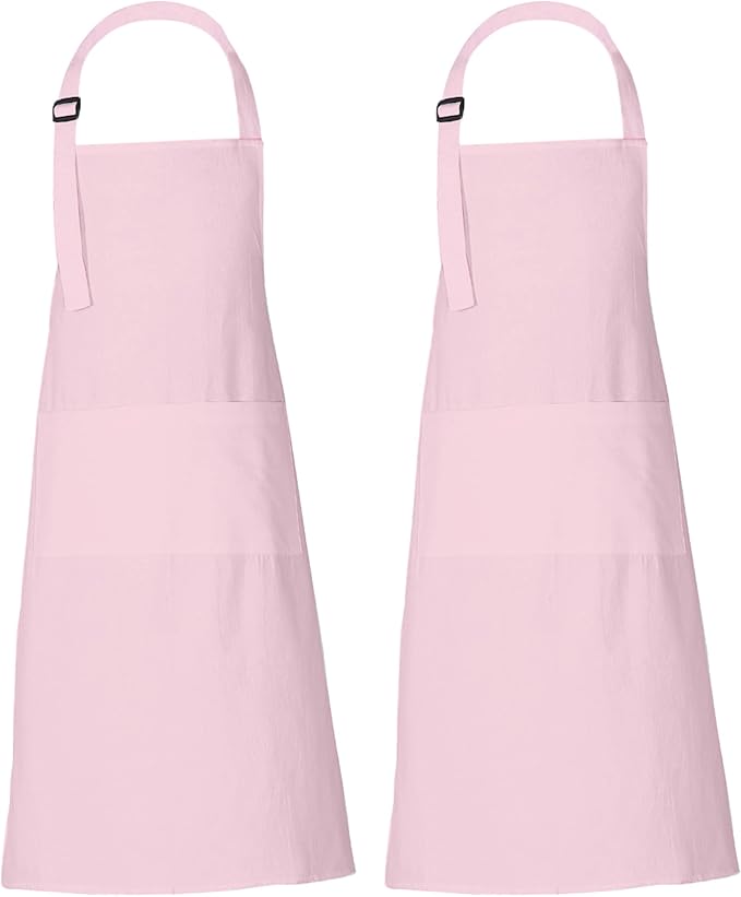RAJRANG 100% Cotton Cooking Apron with 3 Pockets Kitchen Chef BBQ Adjustable Bib Aprons for Women Men