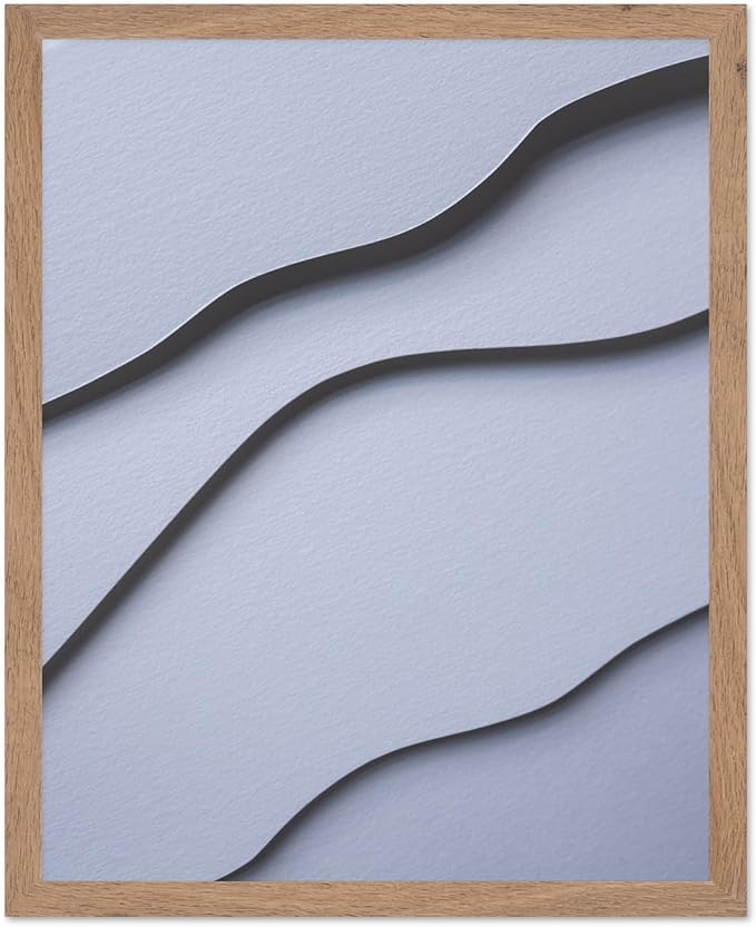 Monem Art Minimalist White Paper Waves Print - Abstract Scandinavian Texture Poster - Wall Decor for Living Room, Bedroom or Office - 16x20 Beige Framed Wall Art by Mareike Bohmer