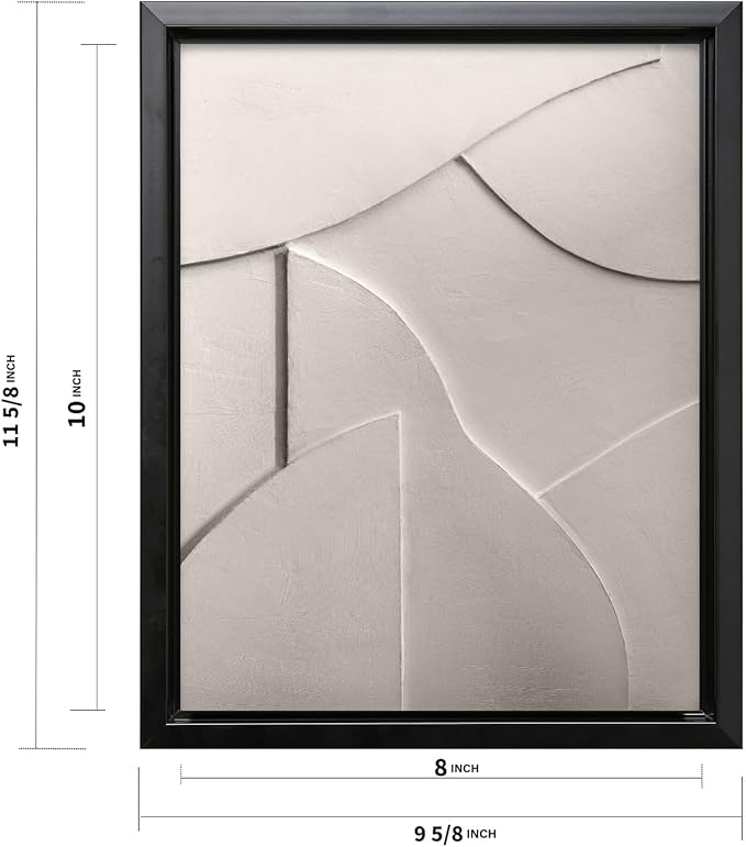 Monem Art Minimalist White Geometric Texture Print - Abstract Scandinavian Wall Art Poster - Wall Decor for Living Room, Bedroom or Office - 8x10 Black Framed CANVAS Wall Art by Mareike Bohmer