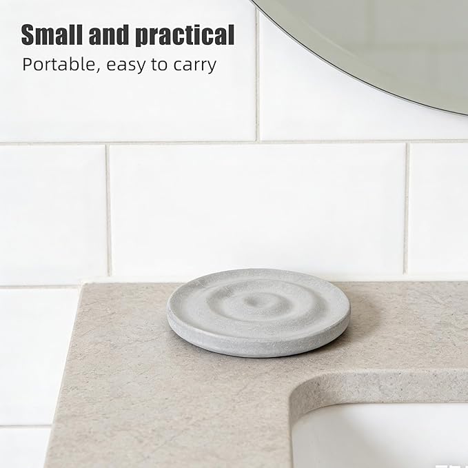 Diatomite Soap Dish: Compact Self-Dry Soap Container - Bathroom Accessory Stone Drying Mat for Kitchen Counter Countertop - Water Absorbing Coaster