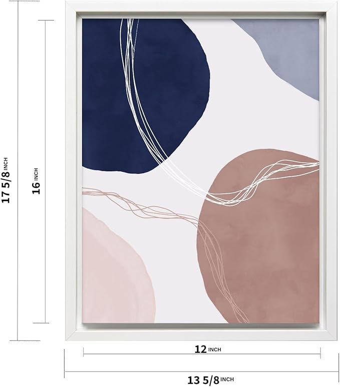 Monem Art Abstract Organic Shapes Print - Scandinavian Blue Geometric Poster - Wall Decor for Living Room, Bedroom or Office - 12x16 White Framed CANVAS Wall Art by Mareike Bohmer