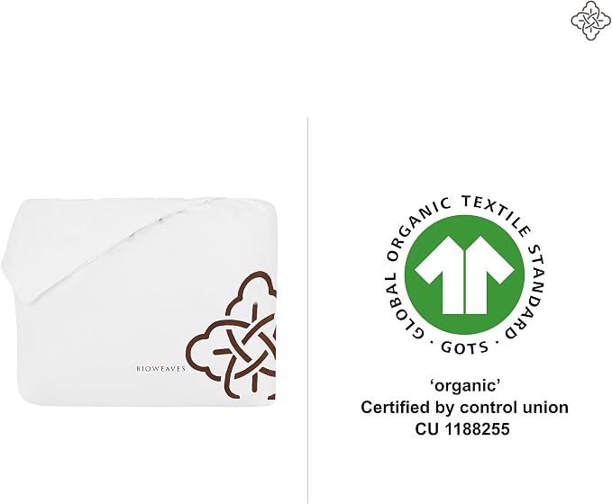 Bioweaves 100% Organic Cotton Mattress Pad Cover, GOTS Certified Cooling 300 GSM Quilted Fitted Mattress Topper & Protector with Soft Cotton Wadding - White, 20 Inch Deep Pocket, Full