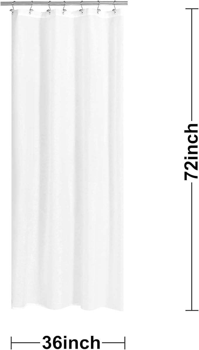N&Y HOME Fabric Shower Curtain or Liner 36 x 72 Inches Bath Stall Size with 2 Bottom Magnets, Hotel Quality, Washable, Water Repellent, White Spa Bathroom Curtains with Grommets, 36x72 (Pack of 2)