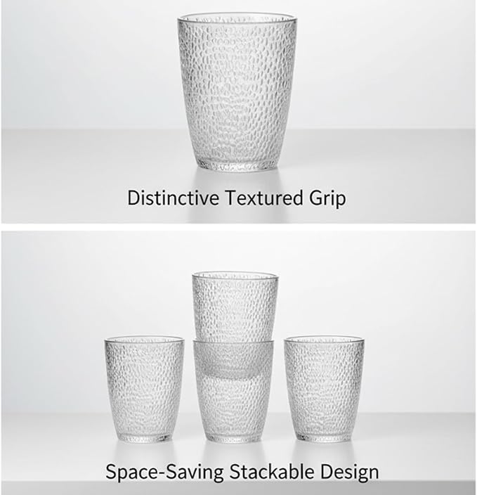 Clear Acrylic Drinking Glasses Set of 6, Plastic Cups Reusable, Unbreakable Water Tumblers, Acrylic Glasses Drinkware for Juice Camping Home Picnic Party, 290 ML/10 OZ