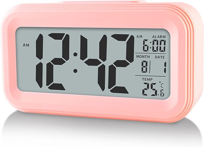 Digital Alarm Clock with Indoor Temperature, Large LED Display, 12/24H, Snooze Mode, Battery Operated Bedside Clock for Bedroom, Heavy Sleepers & Kids