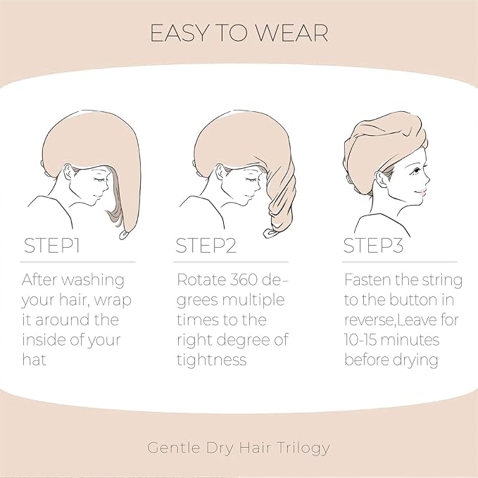 Microfiber Hair Drying Towel with Button 1Pack Khaki Waffle Long Hair Head Wraps Twist Plopping Curly Shower Turban Terry Cloth Fast Absorbent Dry Anti Frizz Hair Wraps for Women Wet Hair