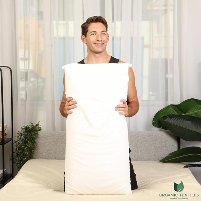 OrganicTextiles DS Latex Pillow with Organic Cotton Cover (Standard Size, Soft) GOTS Certified, Bed Pillow for Sleeping, Neck Pain Relief Help, Head Support, for Side Back Stomach Sleeper