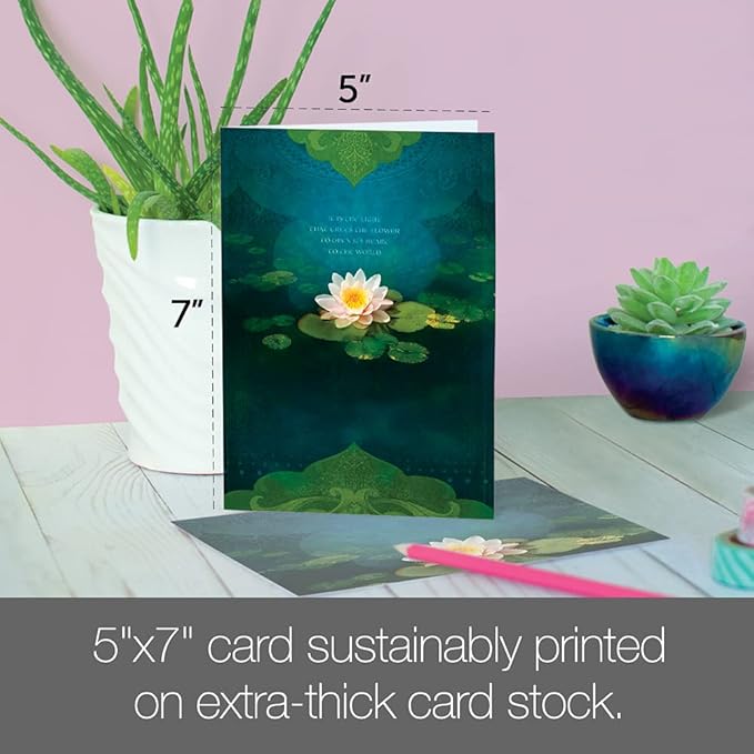 Tree-Free Greetings Single Card with Matching Envelope, Eco Friendly, Made in USA, 100% Recycled Paper, 5"x7", Bouquet Of Light Friendship (GO54393)