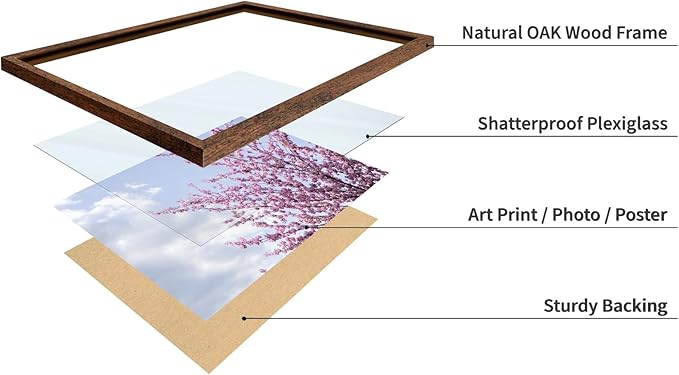 Monem Art Cherry Blossom Spring Sky Photography Print - Floral Nature Art Poster - Wall Decor for Living Room, Bedroom or Office - 8x10 Brown Framed Wall Art by Mareike Bohmer