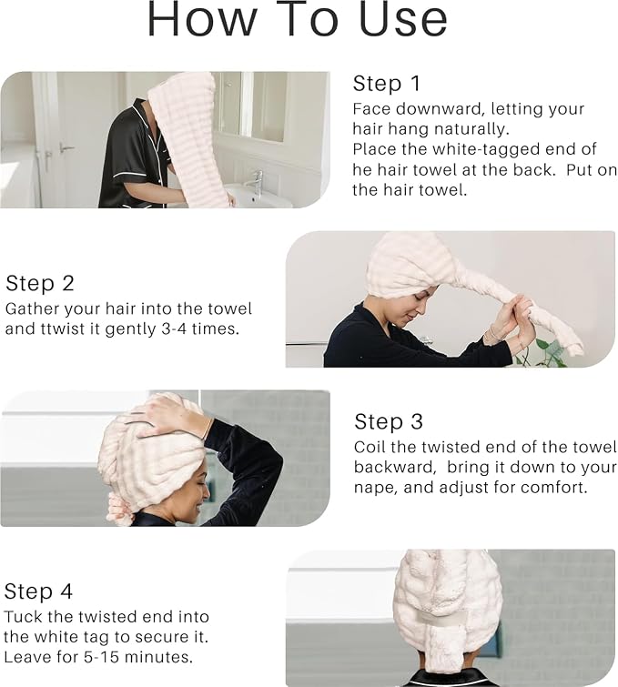 2-Pack Women's Microfiber Hair Towel Wrap: 50% Faster Drying, Ultra - Absorbent & Anti - Frizz for Long and Curly Hair! 40x11 Inches Oversized, Lightweight for Travel, Gym, Spa & Home Use