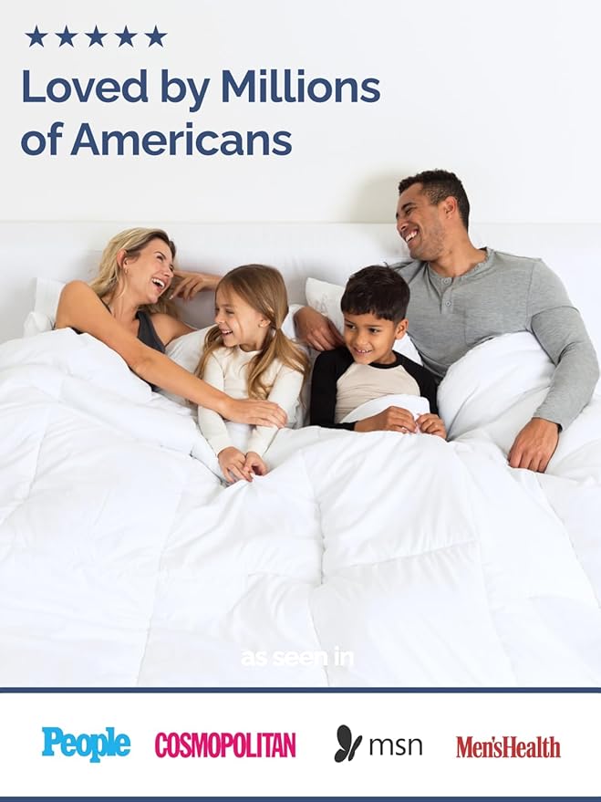 Full Size, White Alternative Down Comforter - Warm, Lightweight & Breathable Hotel Quality Bedding Set for Men, Women, Kids and Teens - All Season Oversized Cooling Microfiber Duvet Insert Comforter